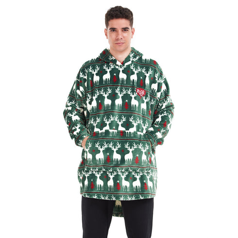 Snuggs Blanket Hoodie Green Christmas